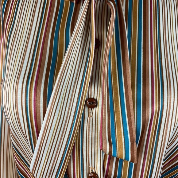 Vintage 70s 80s Striped Secretary Sheath Dress - Picture 5 of 7